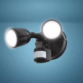 Patriot Lighting Black LED Dual Head Motion Sensor Plastic Shade Outdoor Security Flood Light
