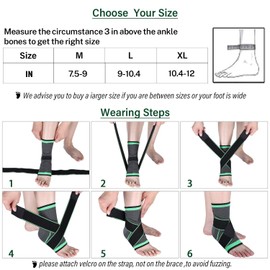 Ankle Support Brace, Adjustable Compression Ankle Support, for Men Women Achilles Tendon Support and Plantar Fasciitis, Stabilize Ligaments, Eases Pain Swelling and Sprained Ankle Pain (Large)