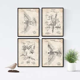 Nacnic VINTAGE - Packung mit 4 Blatt mit PATENTEN Segler. Stellen Sie Plakate mit Erfindungen und alten Patenten. Wählen Sie die Farbe, die Sie mögen. Gedruckt auf hochwertigen 250 Gramm