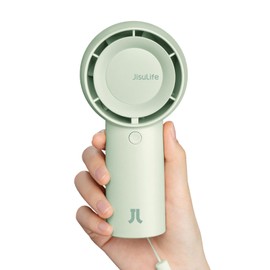 JISULIFE Portable Handheld Turbo Fan [16H Max Cooling Time], 4000mAh USB Rechargeable Personal Battery Operated Lash Small Pocket Fan with 5 Speeds for Travel/Outdoor/Vacation/Concerts - Green