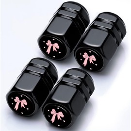 Bow Tire Valve Stem Caps Bow Car Accessories 4Pack Tire Air Cap Aluminum Alloy with Plastic Liner Corrosion Resistant Leak-Proof for Car SUV Bike Motorcycle Valve Decor Gifts