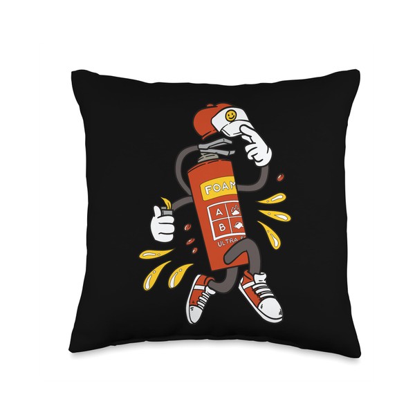 A Fire Extinguisher Cool Cartoon Fire Extinguisher Design Throw Pillow