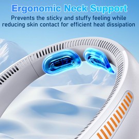 JMOSTRG Neck Fan Rechargeable - Portable Personal Fan with Neck Support, 5 Speeds Full Surround Cooling, Battery Operated Bladeless Fan Quiet Lightweight for Travel, Gifts for Men Women