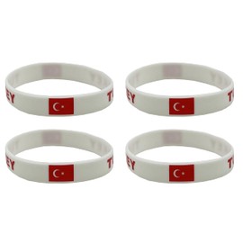 LLBFHH 4 Pcs Turkey Turks Country Flag Rubber Bracelets, National Flag Silicone Bracelet, Rubber Wristbands Patriotic Decorations Gift