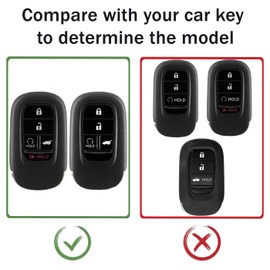 Key Fob Cover with Keychain, Car Key Case Shell Protector Compatible with 2022-2025 Honda Civic Accord Pilot CR-V HR-V Sport SI EX EX-L Touring Odyssey - Remote Key Vehicle Accessories (Black)