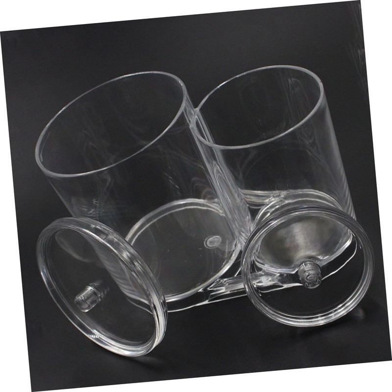 WOONEKY Acrylic Double Hole Cotton Swab Box Makeup Case Lid