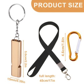 IKOPFLN Pack of 2 Stainless Steel Emergency Whistle, Loud Emergency, High Decibel Signal Whistle with Lanyard and Keyring for Camping, Hiking, Hunting, Sports, Dog Training (Gold + Silver), a