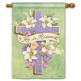 BreezeArt - Easter Cross Decorative Standard House Flag 28x40 inch - Premium Quality SolarSilk - Banner Made in the USA by Studio-M