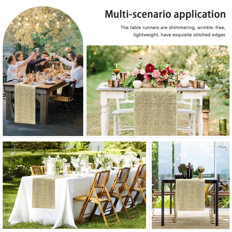 Yblut 6 Packs 12 x 72 inches Sequin Table Runner,