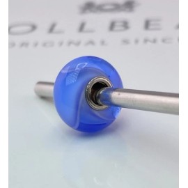Trollbeads Blue Armadillo Glass Bead Sterling Silver Core