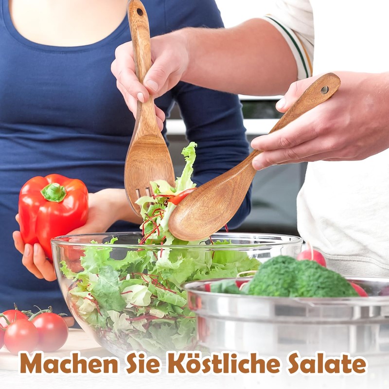 iewrtcin Set di 2 posate per insalata, grande foglia in