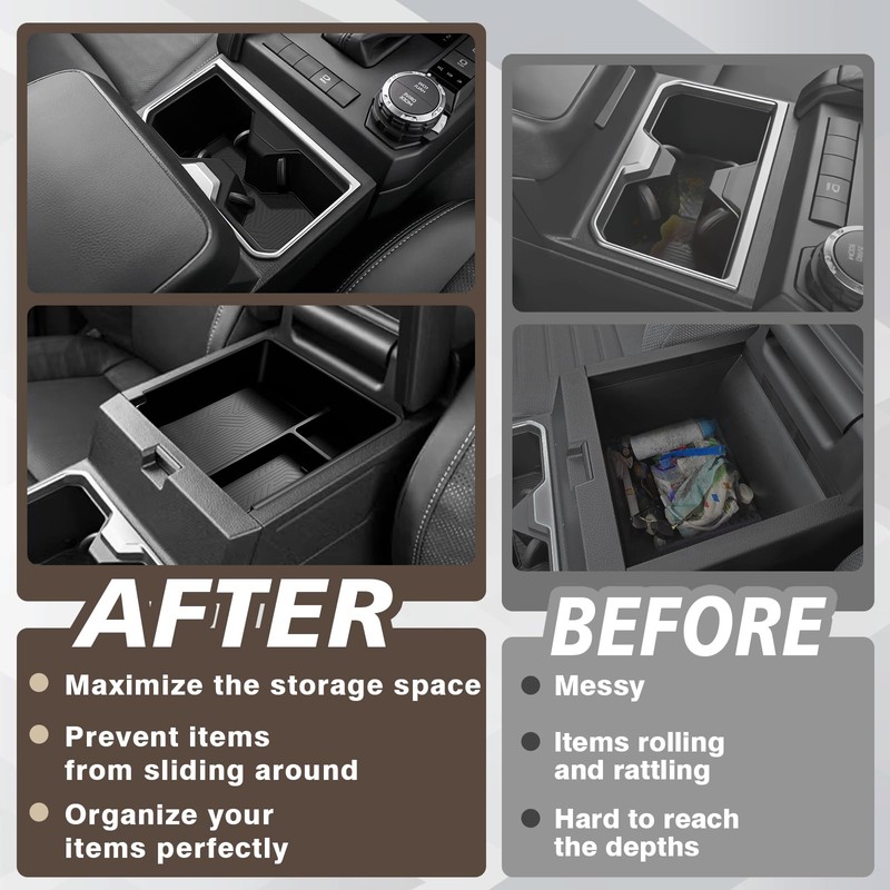 Muslogy Center Console Organizer & Cup Holder Inserts Compatible with
