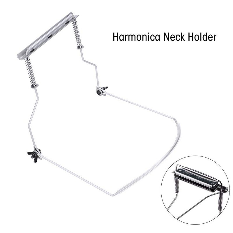 Alomejor Harmonicas Neck Holder Adjustable Metal 10 Holes Harmonica Neck
