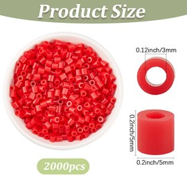 SOFPLATE 1 Box 2000 Pieces Red Melting Beads Crafts 5mm Fuse Beads Bulk Storage Refills Plastic Iron Melty with 3mm Hole Compatible Hama Replenish Accessories for Crafting DIY Adults Holiday Decor