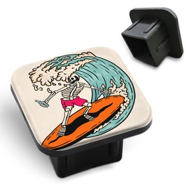 Tnomchey Skull Pizza Hitch Plug Cover Funny Tattoo Sketch Surfing The Horror Sea Evil Bone 2 Inch Tow Hitch Cover Tube Cover Plug Cap Rubber Compatible with Most Auto Cars Trucks for 2 Inch Receivers