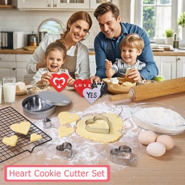 Heart Cookie Cutter Set - 5 Pcs Heart Shaped Cookie Cutters for Valentines Day Holiday Birthday Party - Stainless Steel (4.21" 3.43" 2.64" 1.97" 1.18")