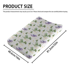 Fairy Tale Dragons Baby Changing Pad Covers for Boy Girl 32''x16'' Fantasy Dragon Stars Clouds Forest Fitted Diaper Change Table Sheets Cute Animal Comfort Soft Breathable Baby Changing Table Mats