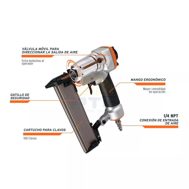 Truper CLNE-23 Pneumatic nailer, professional, 23 gauge