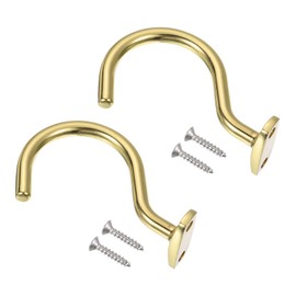 PATIKIL Bridge Stick and Ball Rack Hooks, 2 Pack Snooker Pool Cue Racks Bridge Stick Pool Hook with Mounting Screws for Snooker Table Accessories, Gold Tone