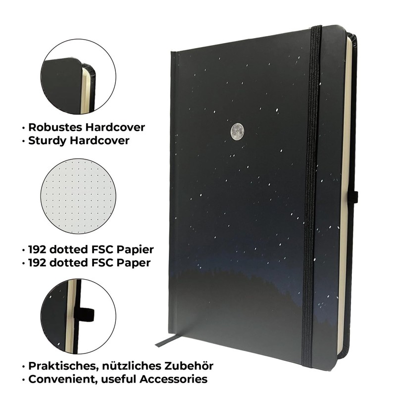 Blueme Notebook A5 Dotted, Bullet Journal Book "Lebensmut", 192 Pages