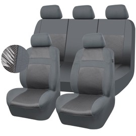 CAR PASS Seat Cover Full Sets, 3D Air Mesh Car Seat Cover with 5mm Composite Sponge Inside,Airbag Compatible Universal Fit for SUV,Vans,sedans, Trucks, Automotive Interior Covers(Pure Gray)