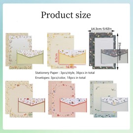 Lined Letter Paper Stationery Paper and Envelopes Set, 36Pcs A5 Floral Animal Lined Writing Paper with 18Pcs Envelopes,A5 Writing Paper and Envelopes Set,Lined Stationery Writing Paper with Envelopes