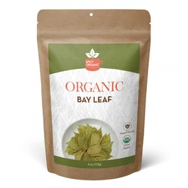 SPICY ORGANIC Bay Leaf ((Indian Tej Patta)) - 100% Pure USDA Organic - Non-GMO, Gluten-Free - Comes in a Resealable Pack - Non-Irradiated Naturally Dried Whole Leaves- 57 Servings Per Container, 4 Oz (113 grams)