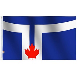 Canada Toronto Flag Maple leaf 30x60inch Large, Both Sides 100D Silk Fabric for Moderate-Outdoor&Indoor,Canvas Header Brass Grommets for Easy Display, 2.5' x 5' Candian Toronto Flags Maple leaf