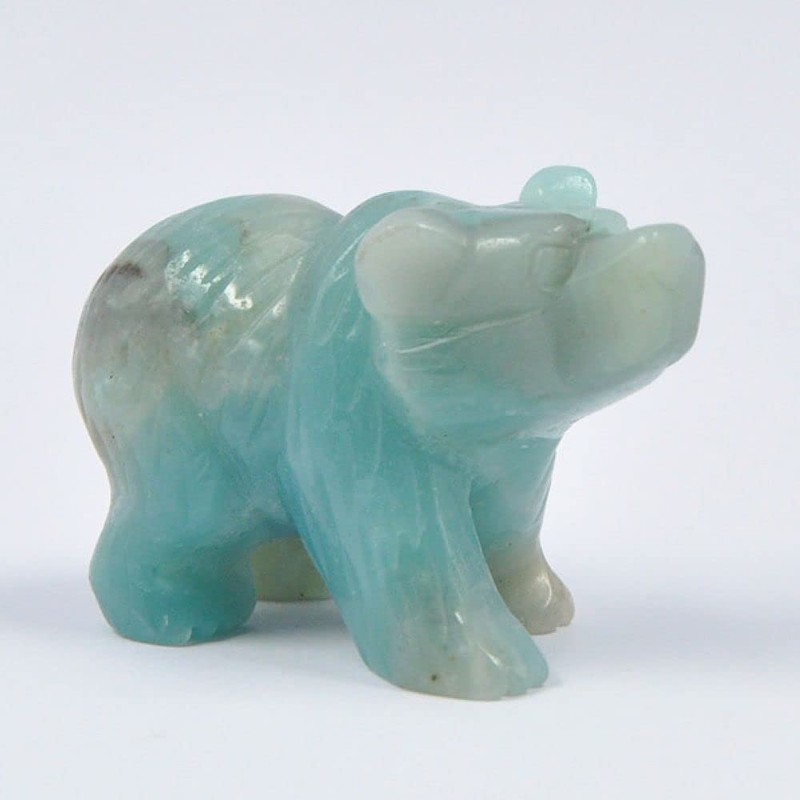 HLbshi Hand Carved Gemstone Crystal Bear Figurine Animal Statue Carving