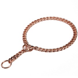 Stainless Steel P Chock Metal Chain -JYHY Dog Necklace Collars Walking Training Pet Supplies for Small Medium Large Dogs (18" (Neck Fits 14"-16"), Rose Gold-1)