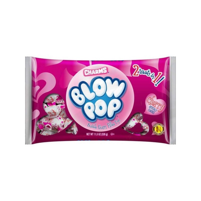 Charms Valentines Day Blow Pops Bubble Gum Filled Lollipops, 11.5