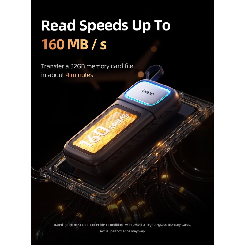 llano Portable USB 3.0 Memory Card Reader Waterproof Shockproof Compact