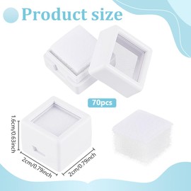 BENECREAT 70Psc White Gemstone Display Box, 0.78x0.78x0.63Inch Plastic Transparent Bare Stone Box Square Gem Box with Clear Top Lids for Gems Jewelry Packing