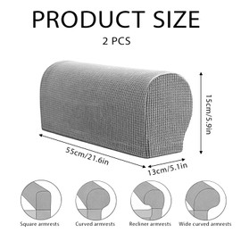 TIHNY Armchair Covers for Arms, Set of 2 Light Grey Sofa Armrest Protector Covers, Non-slip Chair Arm Cover for Furniture, Easy-to-Wash Polyester Couch Cover