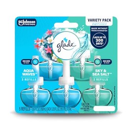 Glade PlugIns Refills Air Freshener, Aqua Waves and Sky & Sea Salt, Scented and Essential Oils for Home and Bathroom, 0.67 Fl Oz, 5 Count