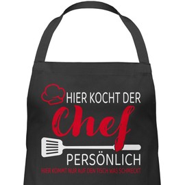 Shirtracer - Apron – Cooking Apron Men 1 – Here's the Chef Personally – Gift Men Funny Kitchen Chef Hobby Chef, 1 black