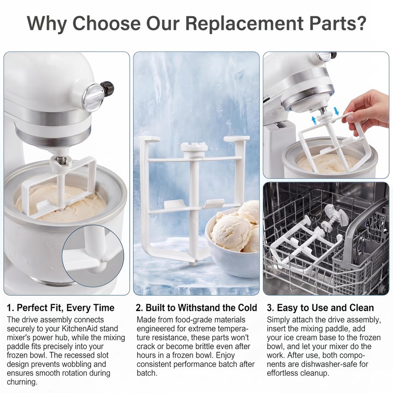 2Pcs Ice Cream Maker Attachment for KitchenAid Stand Mixer -