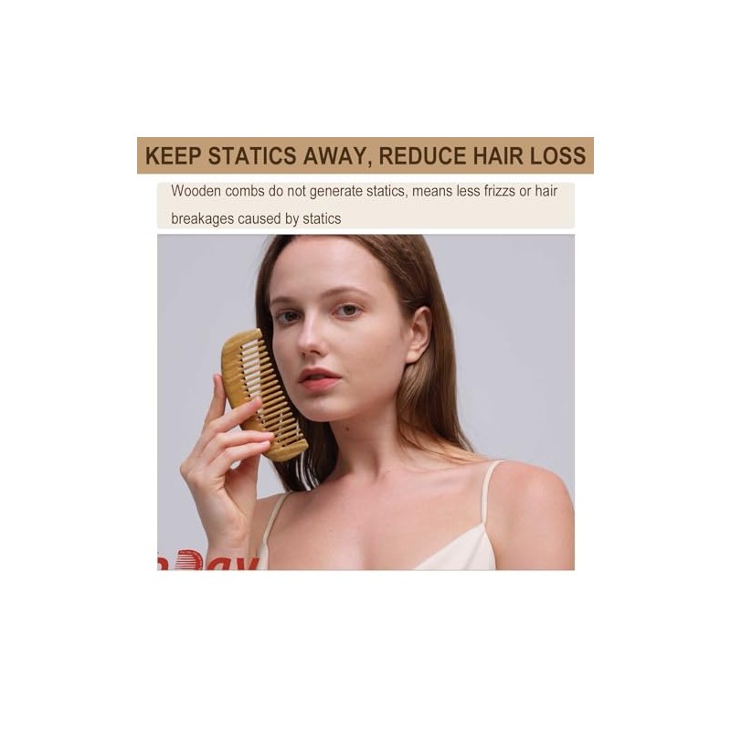 Wooden Comb Wood Hair Comb Green Sandalwood Comb for Women