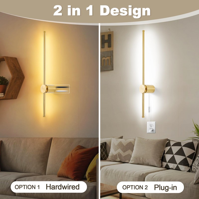 GOODATE Wall Sconces Set of Two with Remote, Stepless Colors