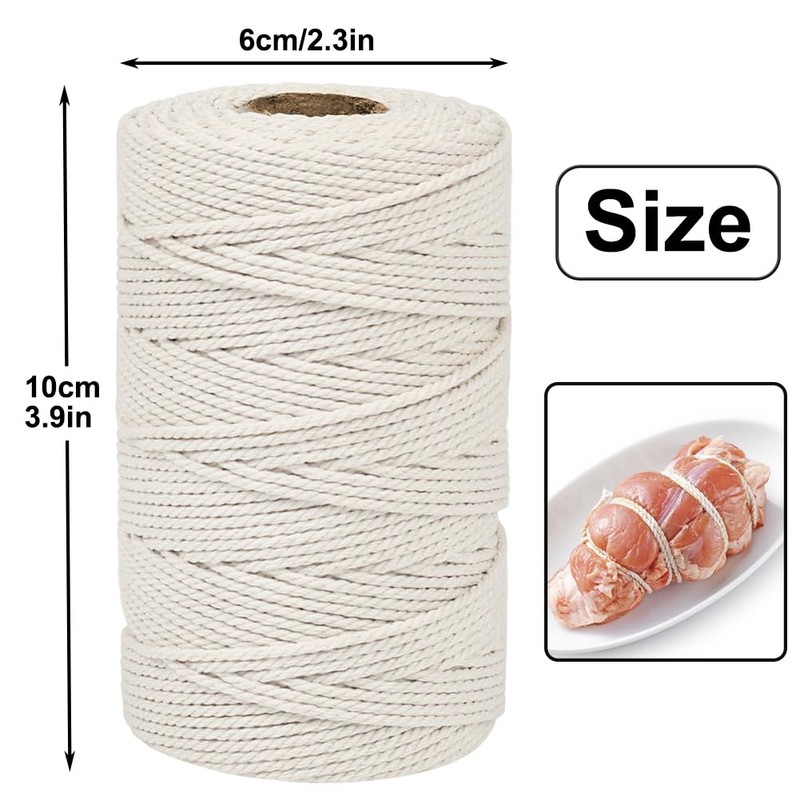 Vivifying Butchers Twine, 328 Feet 2mm Food Safe Cotton Bakers