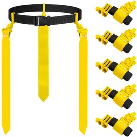 Junkin 6 Players Flag Football Belts and Flags Set Adjustable Football Belt for Youths Kids Teens Adults Training Equipment(Yellow)