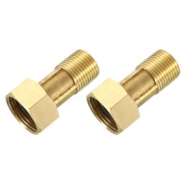 sourcing map 2Pcs Brass Water Meter Pipe Fitting, G1/2" Male x G3/4" Female Threaded Brass Hex Nipple Connector with Seal Washer for Water Meter Coupling Replacement and Repair