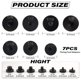 7PCS Brake Line Flaring Tool Kit Adapter,Single & Double Flaring Tool Adapter Includes Size 5/8",1/2",7/16",3/8",5/16",1/4",Professional Brake Line Flare Tools Adapters Car Tools