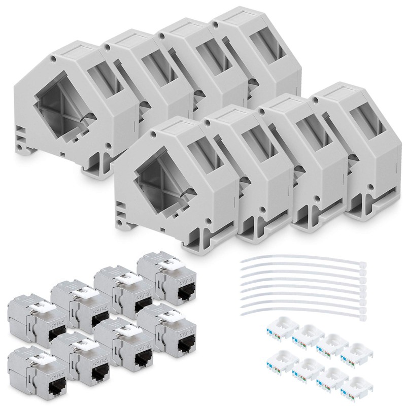 kwmobile Keystone Module and DIN Rail Adapter Set - Fits