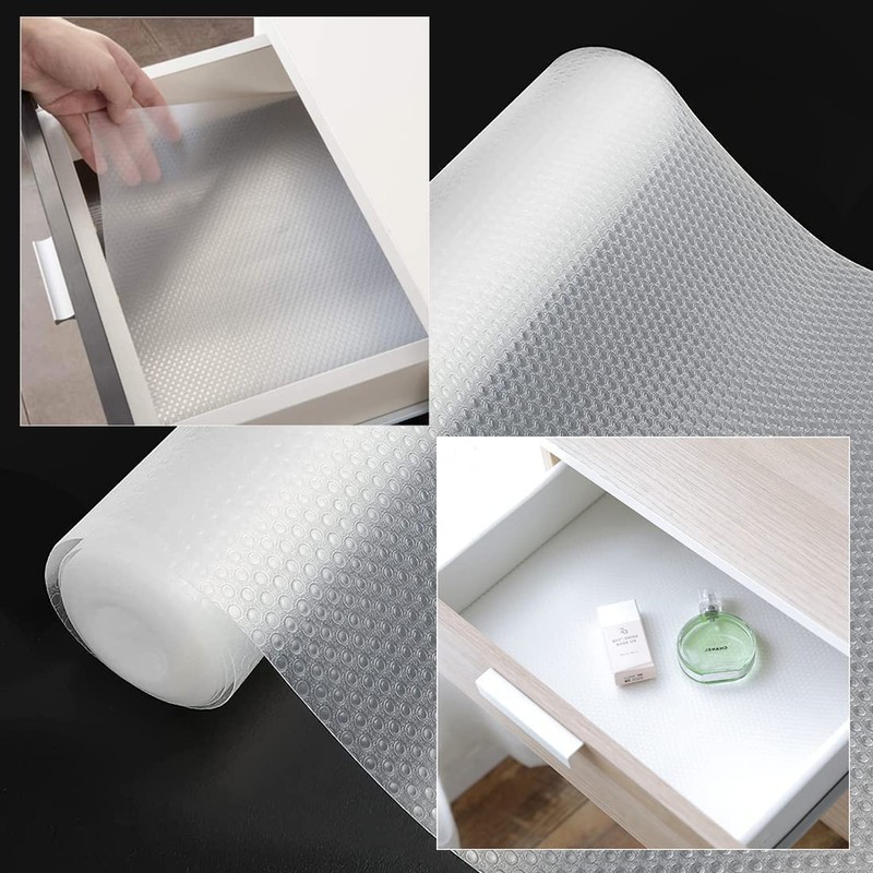 VIVIIHOO 3 Rolls Drawer Mat, Anti-Slip Mat, Fridge Insert, Dustproof