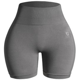 TomTiger Women's Athletic Seamless Shorts High Waisted Squat Proof Tummy Control Exercise Shorts Women, Frost Rock, Small