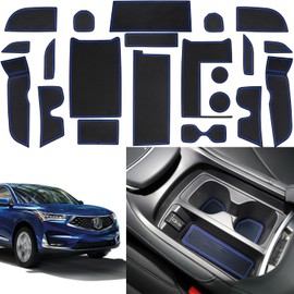 ZOXOQ Center Console Liner for Acura RDX Accessories 2019 2020 2021 2022 2023 2024 Door Slot Mat Anti Dust Cup Holder Insert Auto Interior Pocket Pad Non-Slip Console Slot Trim, 21PCS (Blue)