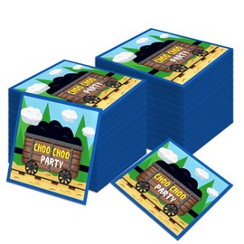 OXYLIPO 120Pcs Train Paper Napkins Train Colorful Disposable Lunch Dinner Paper Napkin Set for Birthday Baby Shower Celebration Dinner Picnic Party Tableware Decor Supplies,6.5 * 6.5 Inch 6