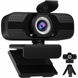 1080P Webcam with Privacy Cover Streaming Webcam with Microphone USB Tripod
