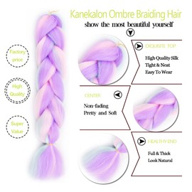 FANWYFYU Braiding Hair Kanekalon，3 Packs 24 inch Ombre Jumbo Braiding Hair Professional Hair Extension For Women Crochet Twist Braids Synthetic Hair（MC9)